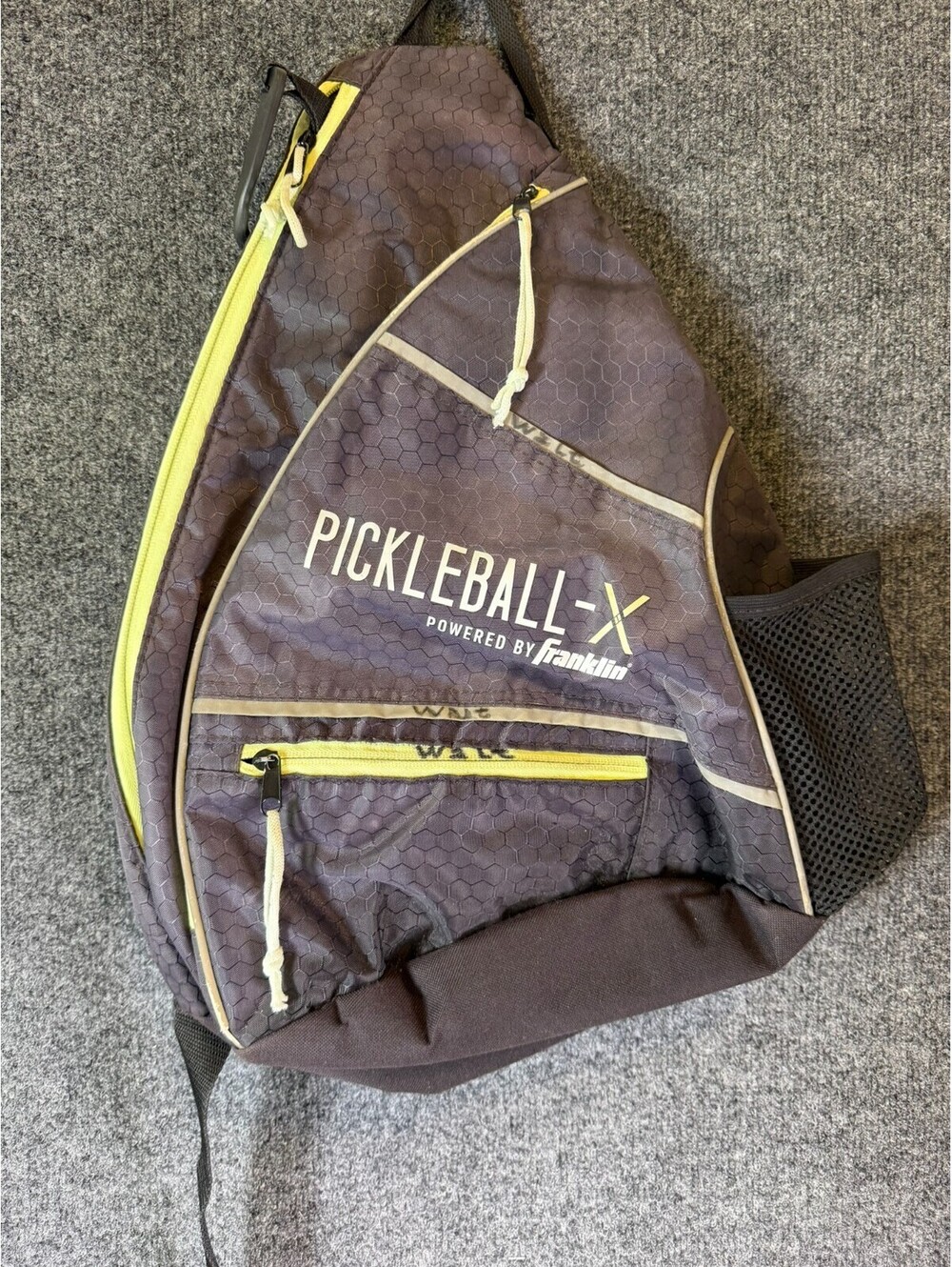 Franklin Pickleball X Single Strap Sling Bag Backpack Grey Neon Yellow Gear Carr